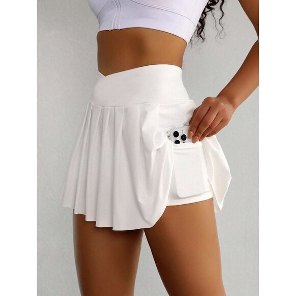 WILA Dresses & Skirts - Hidden shorts mini skirt with pocket pleated mini tennis skirt preppy white